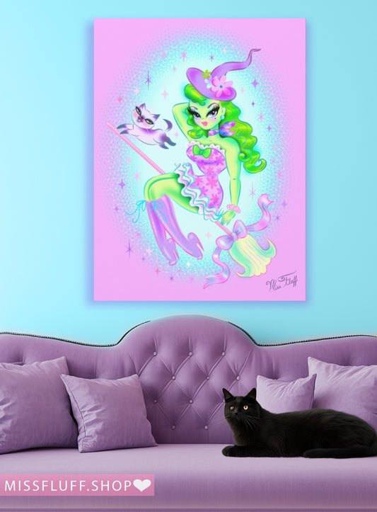 Fancy Frilly Witch on Lilac • Canvas Gallery Wrap