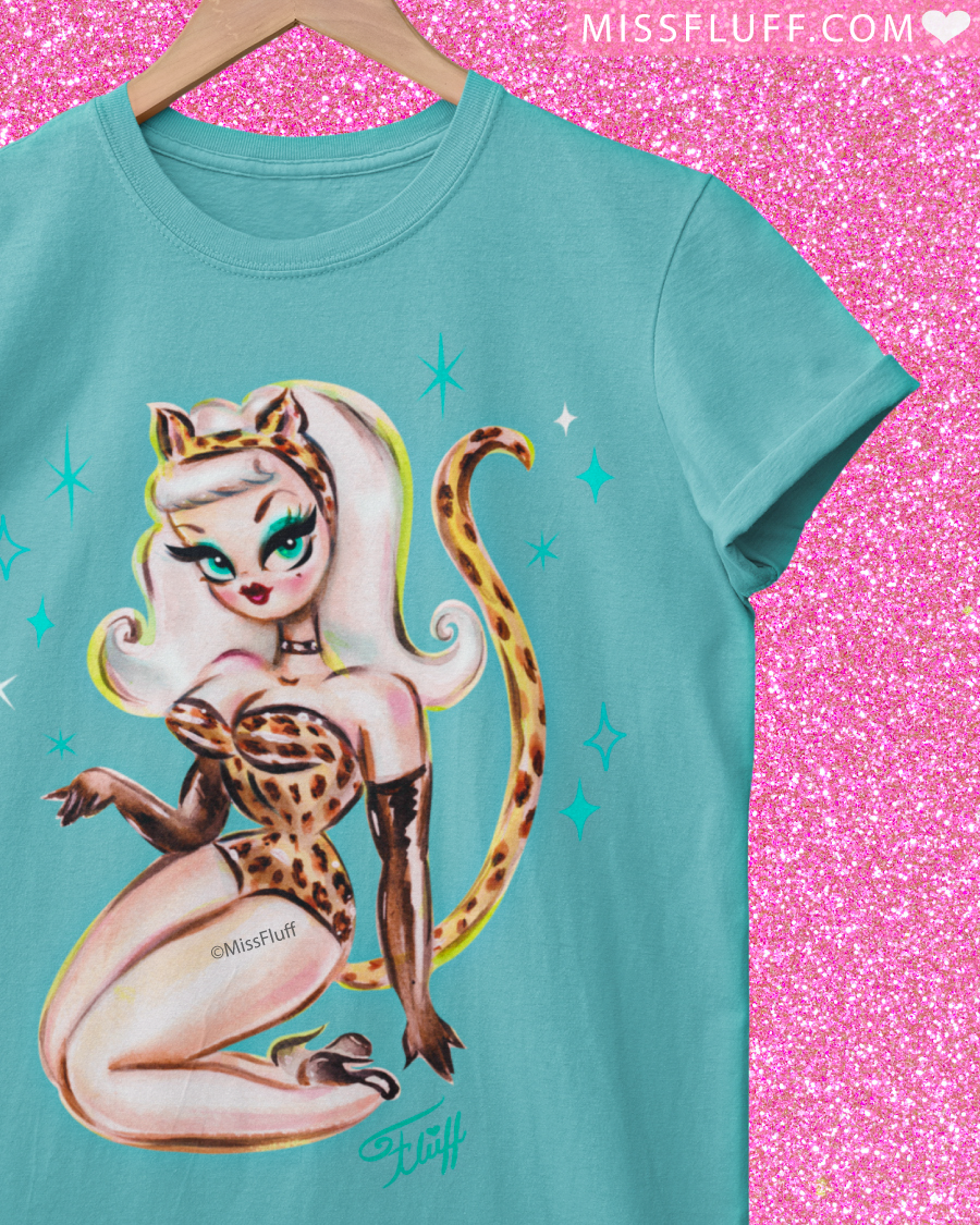 Leopard Cat Suit Pinup Girl • Women's Relaxed T-Shirt