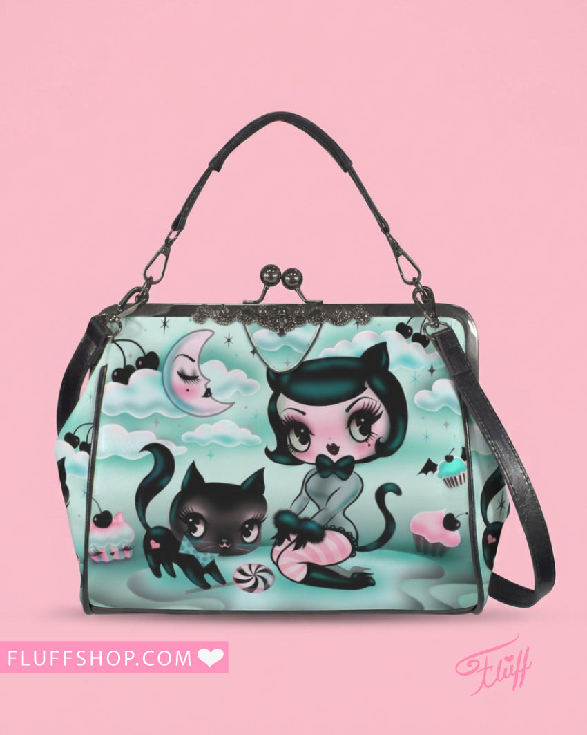 Kitten Doll with Cupcakes • Kiss Lock Purse