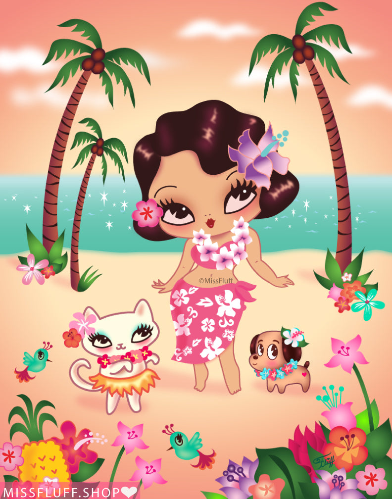 Hula Lulu and Island Friends• Art Print