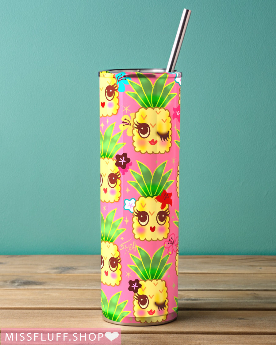 Happy Pineapples Pink • Tall Tumbler 20oz