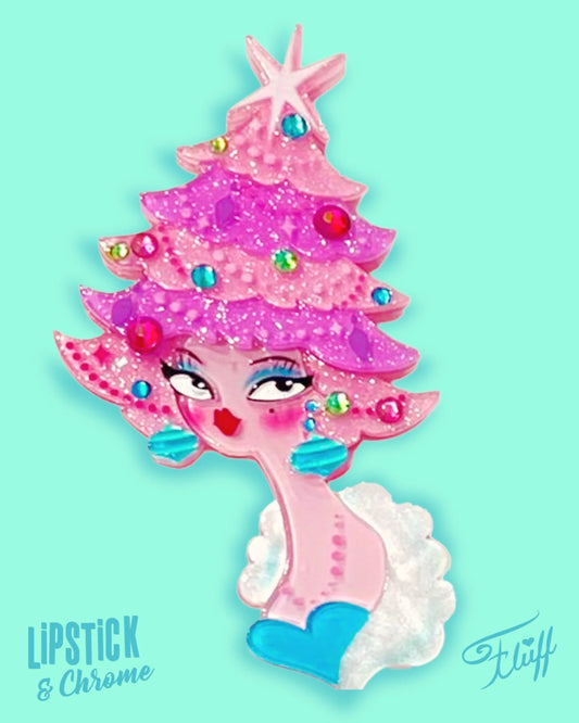 Pinkmas Glam Brooch by Miss Fluff x Lipstick & Chrome