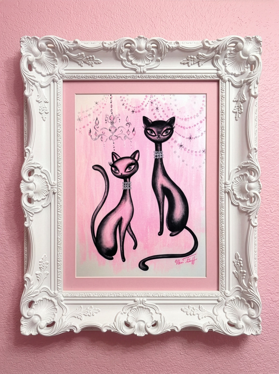 Two Glamorous Cats • Original Drawing 11x14-Unframed