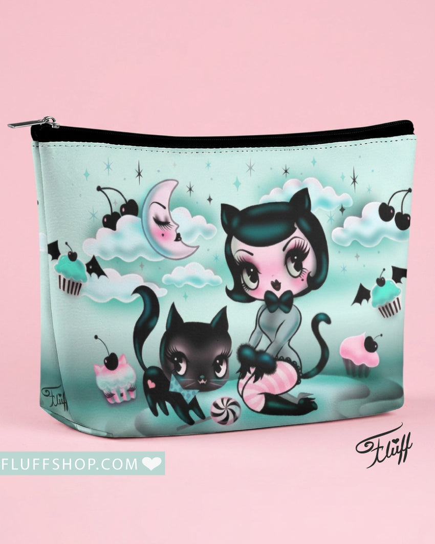 Goth kitten Doll with Cupcakes • Cosmetic Bag