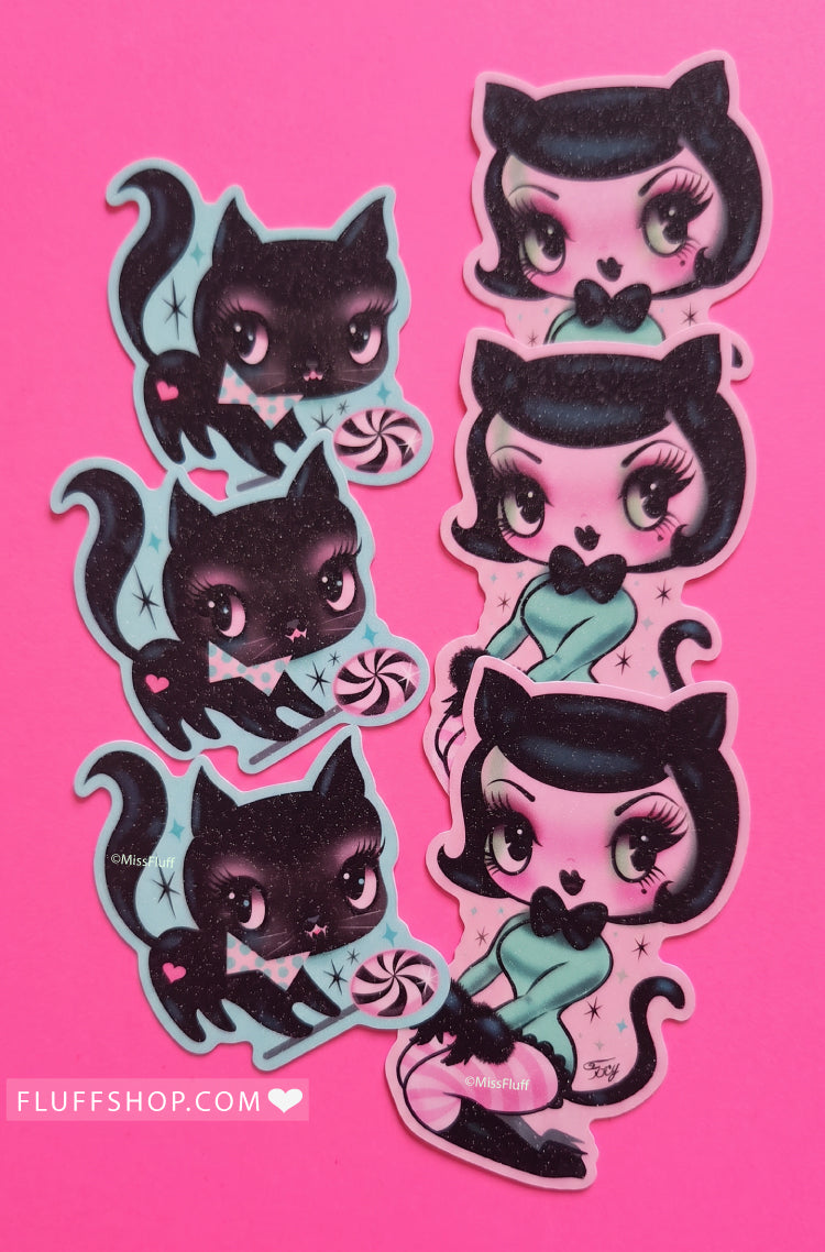 Kitten Doll with Candy Kitten • 6 Stickers Set