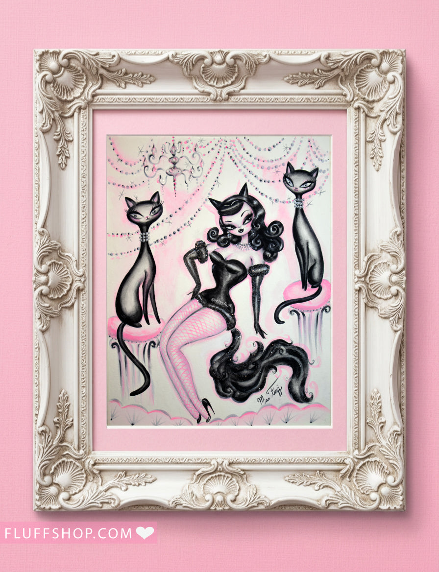 Kitten Burlesque Doll• Original Drawing 11x14-Unframed