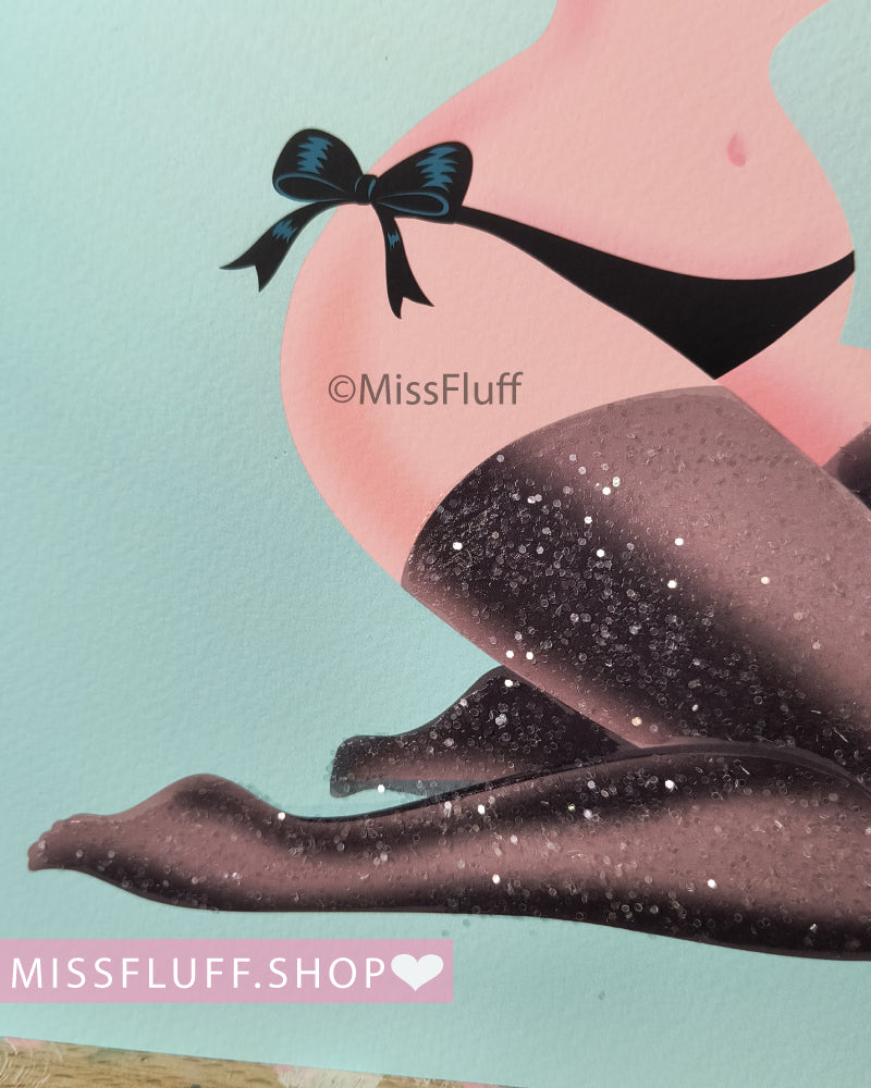 Bettie on Mint • Signed & Glittered • Limited Edition Fine Art Giclee Print