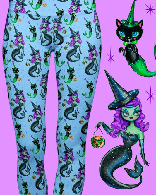 "MerWitch & Her MerCat" Leggings by Miss Fluff x Lipstick & Chrome