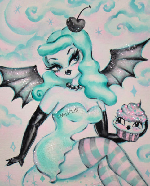 Mint Vampire Cupcake Doll • Original Drawing 9x12