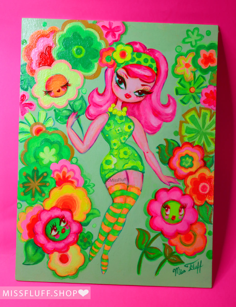 Mod Flower Pixie - Original Painting 12x16