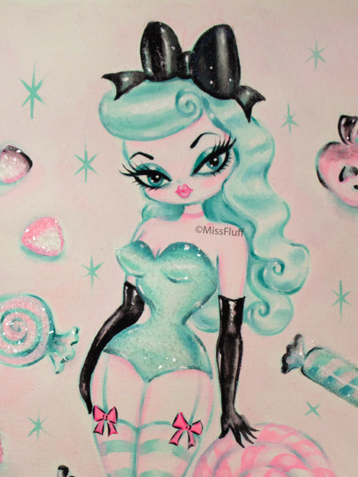 Pastel Candy Halloween Sugar Doll • Original Drawing 9x12