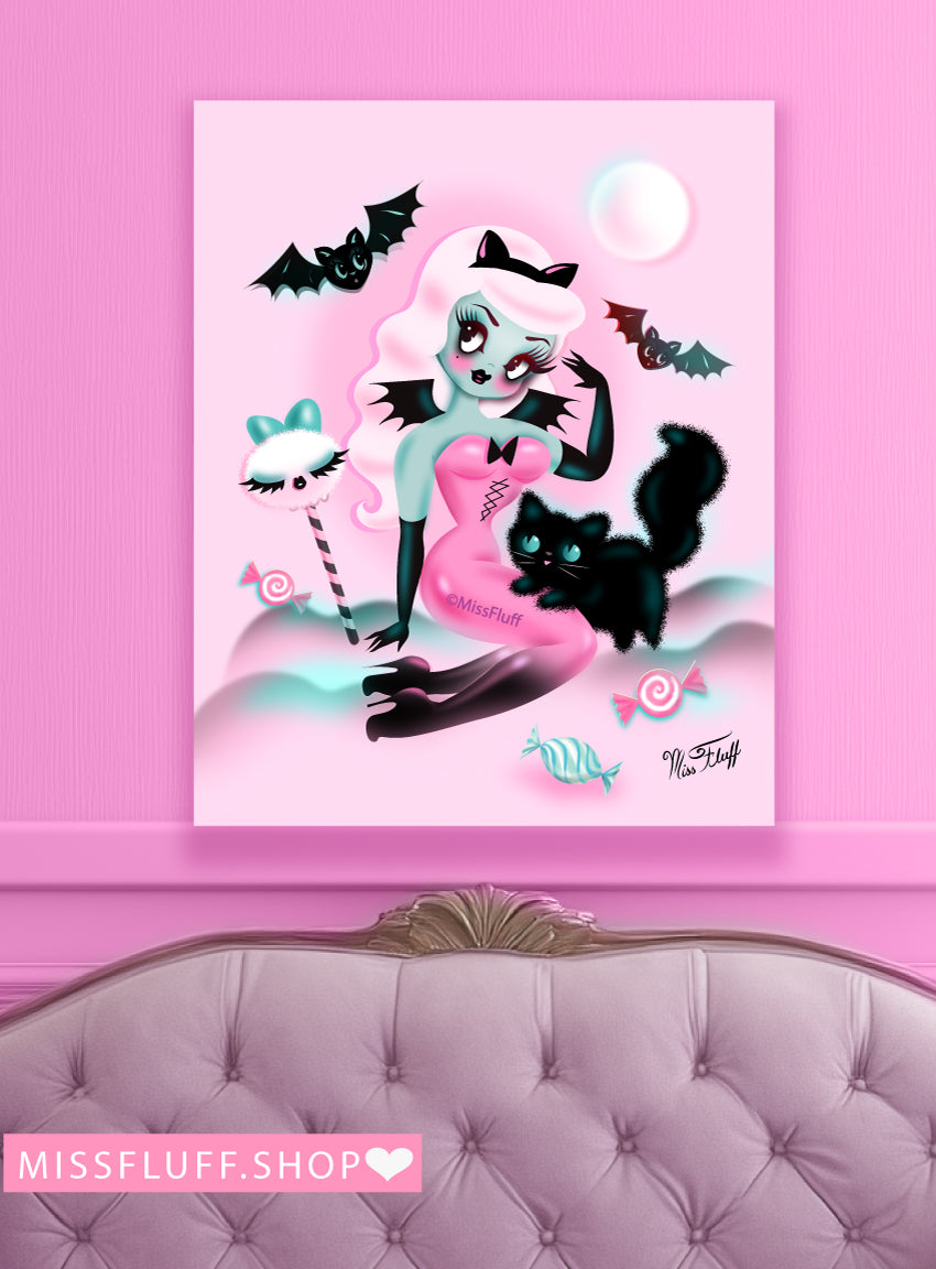 Pastel Candy Vampire with Kitty • Canvas Gallery Wrap