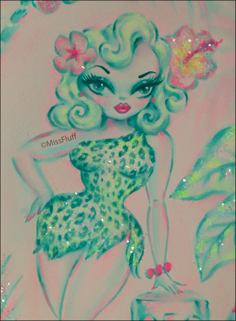 Pastel Jungle Queen • Original Drawing 9x12