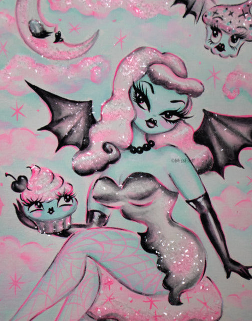 Pink Vampire Cupcake Doll • Original Drawing 9x12