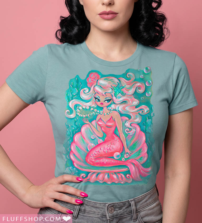 Pink Pixie Mermaid with Pearls • Women's Relaxed T-Shirt