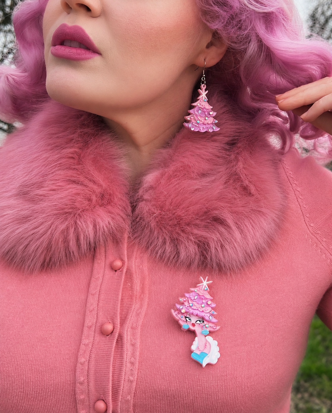 Pinkmas Glam Brooch by Miss Fluff x Lipstick & Chrome