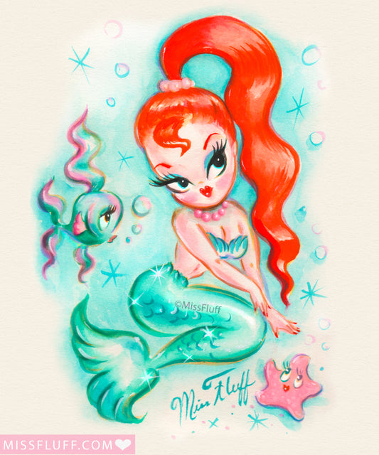 Redhead Baby Doll Mermaid • Art Print