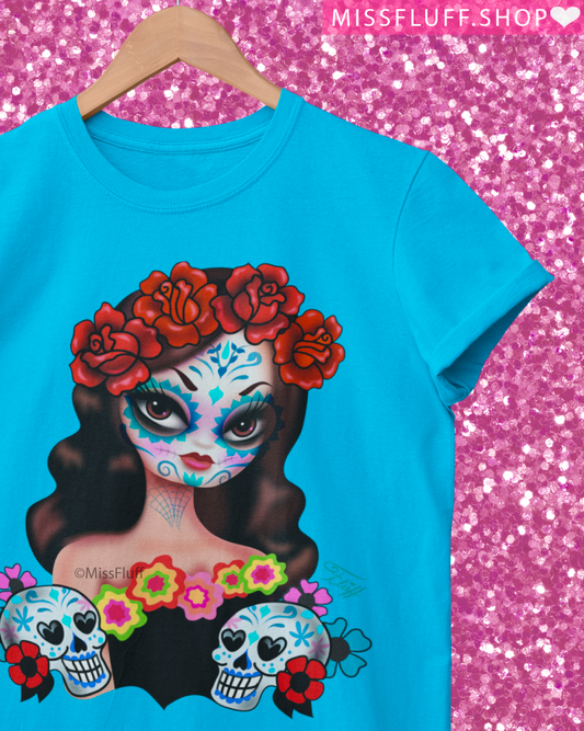 Sugar Skull Girl with Roses • Women's Relaxed Fit T-Shirt