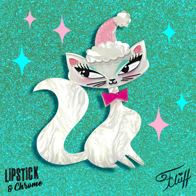 Swanky Pinkmas Kitty Brooch by Miss Fluff x Lipstick & Chrome-1