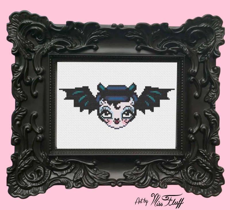 Vampire Bat Dolly by Fluff Counted Cross Stitch Kit