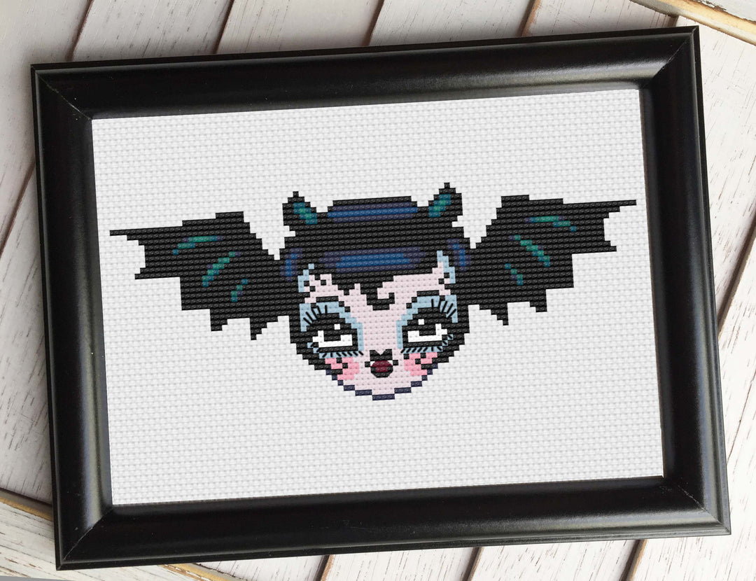 Vampire Bat Dolly by Fluff Counted Cross Stitch Kit-2