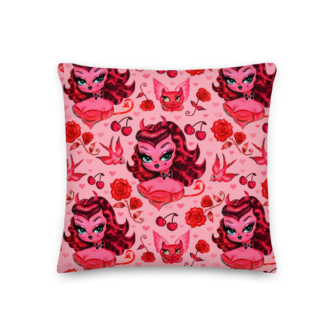 Devil Dolly with Roses and Cherries • Decor Pillow