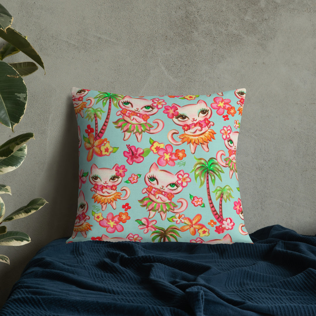 Hula Kitties on Aqua • Decor Pillow