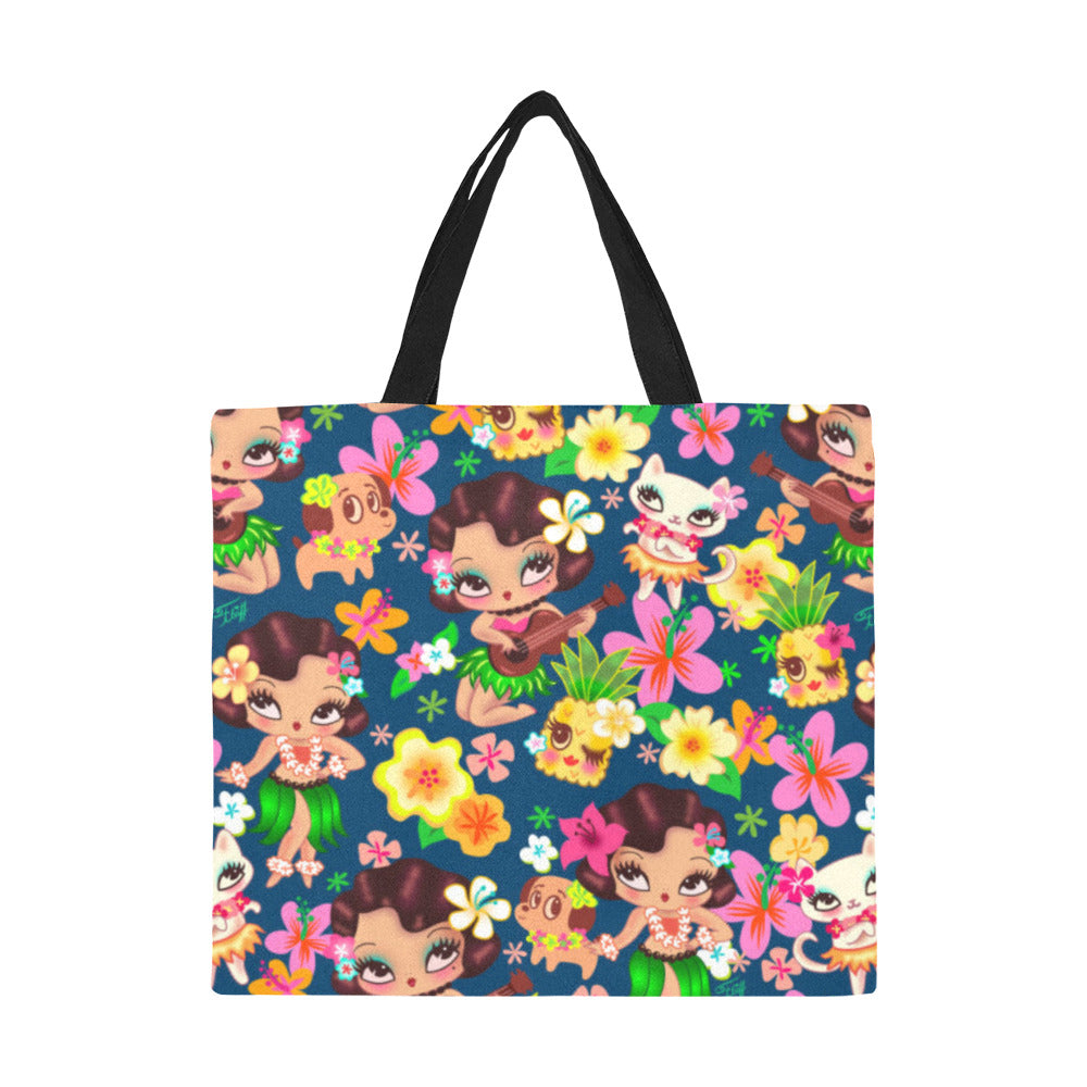 Hula Lulu Dark Blue • Canvas Tote Bag