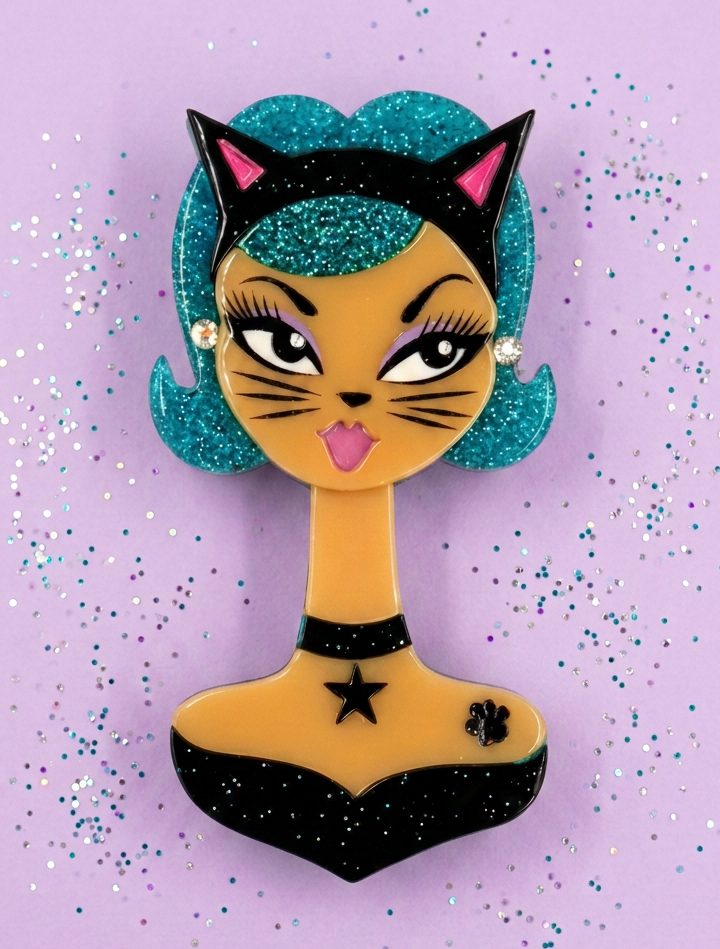 Cat's Meow Spooky Doll Brooch by Miss Fluff x Lipstick & Chrome
