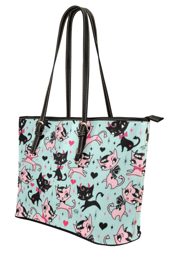 Devil Kitties on Mint • Purse Tote