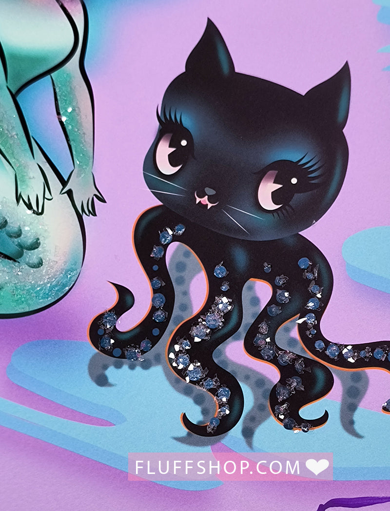 Little Medusa Mermaid • Signed & Glittered • Limited Edition Fine Art Giclee Print