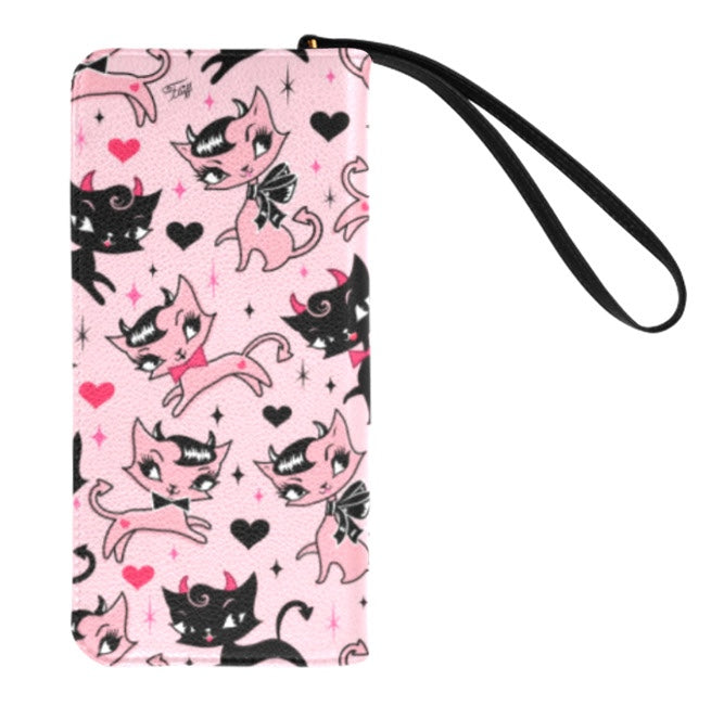 Devil Kitties on Pink • Clutch Wallet -PRE-ORDER