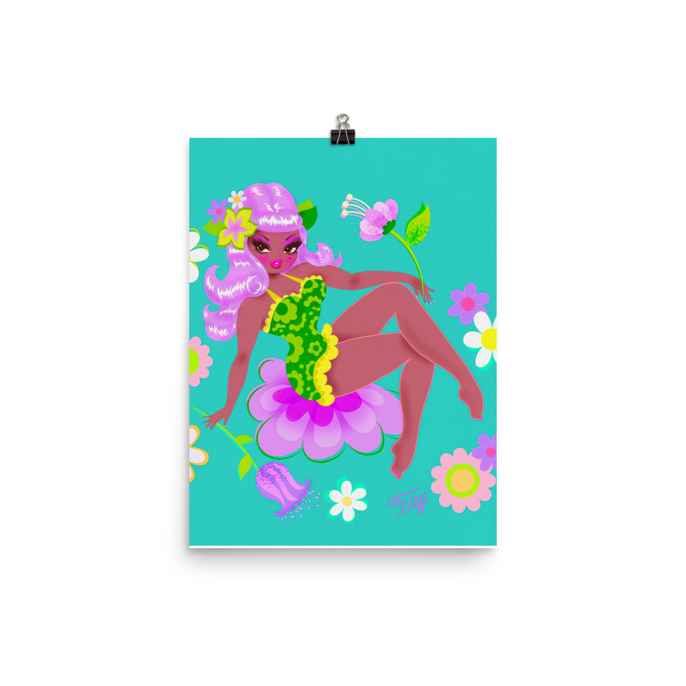 Flower Girl with Lavender Hair • Art Print