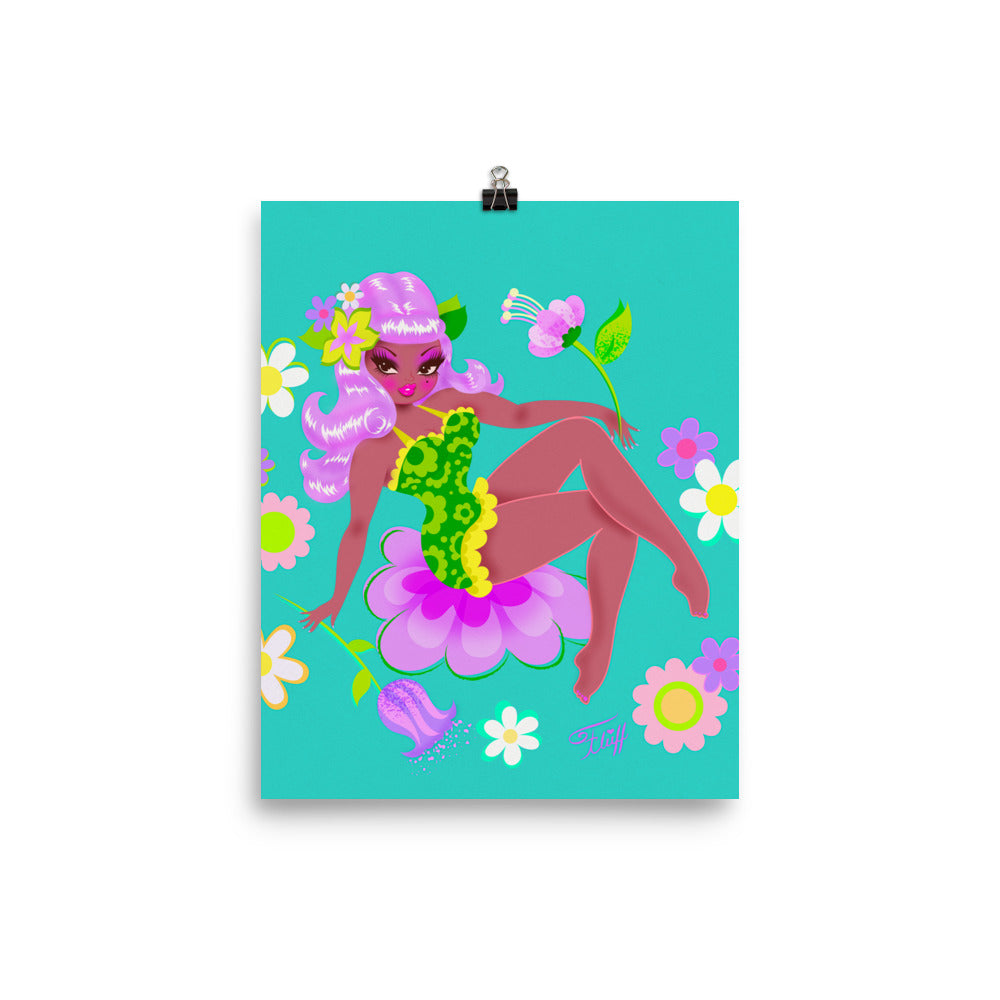 Flower Girl with Lavender Hair • Art Print