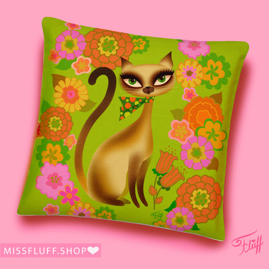 Siamese Flower Kitty• Decor Pillow