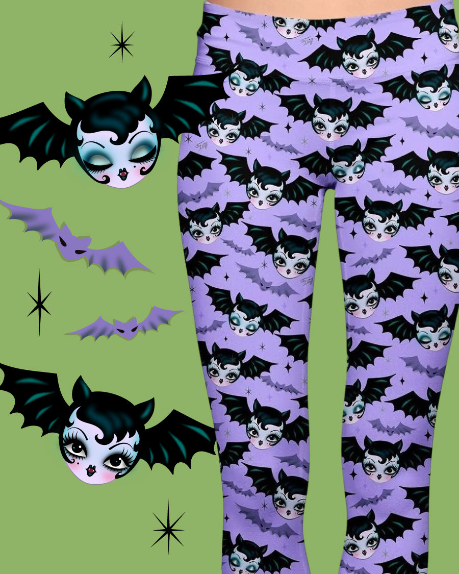 "Battylicious" Leggings by Miss Fluff x Lipstick & Chrome PURPLE