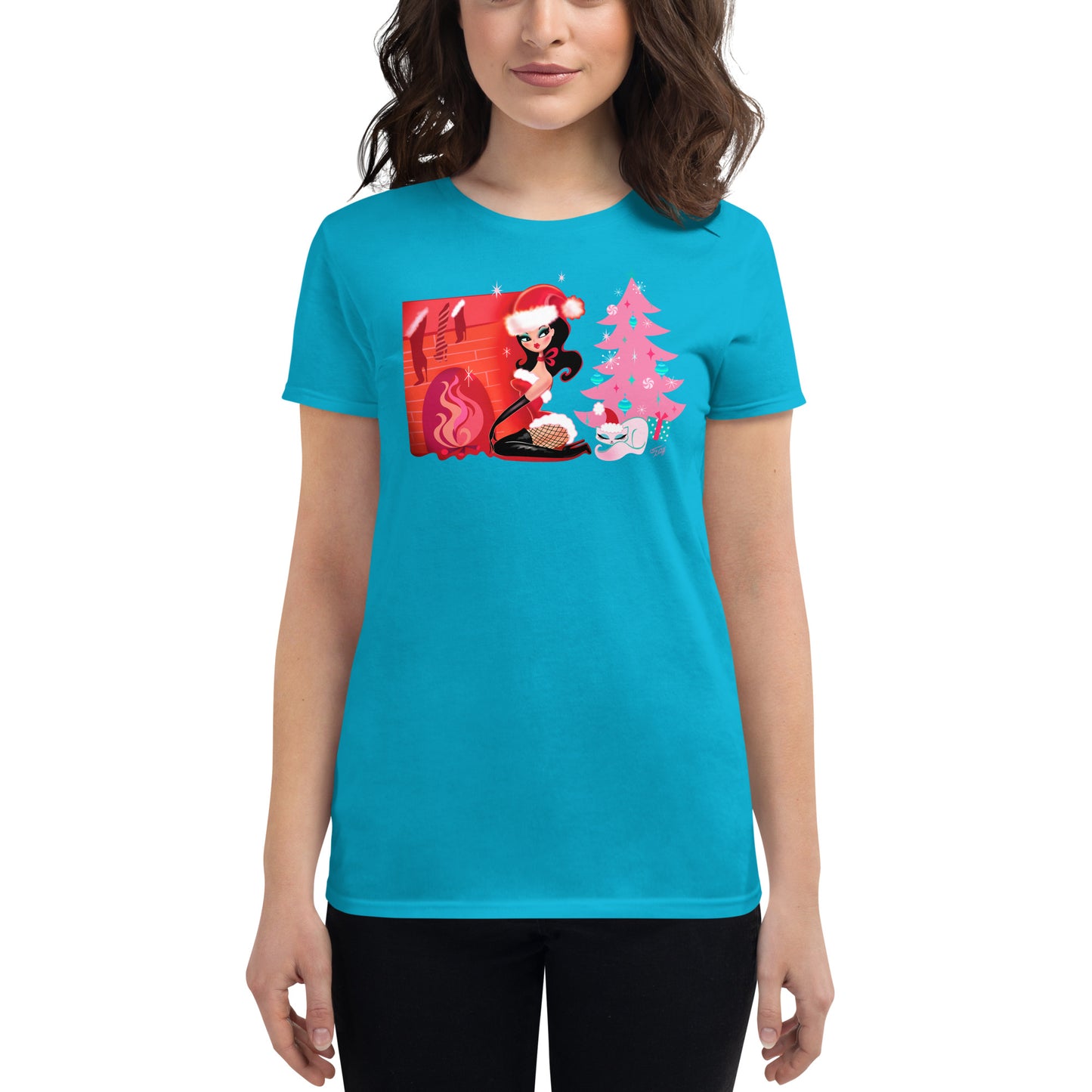 Sassy Santa next to the Fireplace • Women's Relaxed Fit T-Shirt