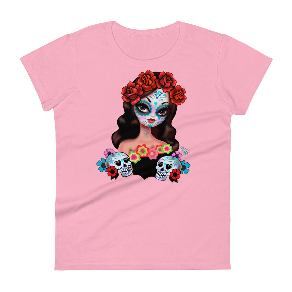 Sugar Skull Girl with Roses • Women's Relaxed Fit T-Shirt