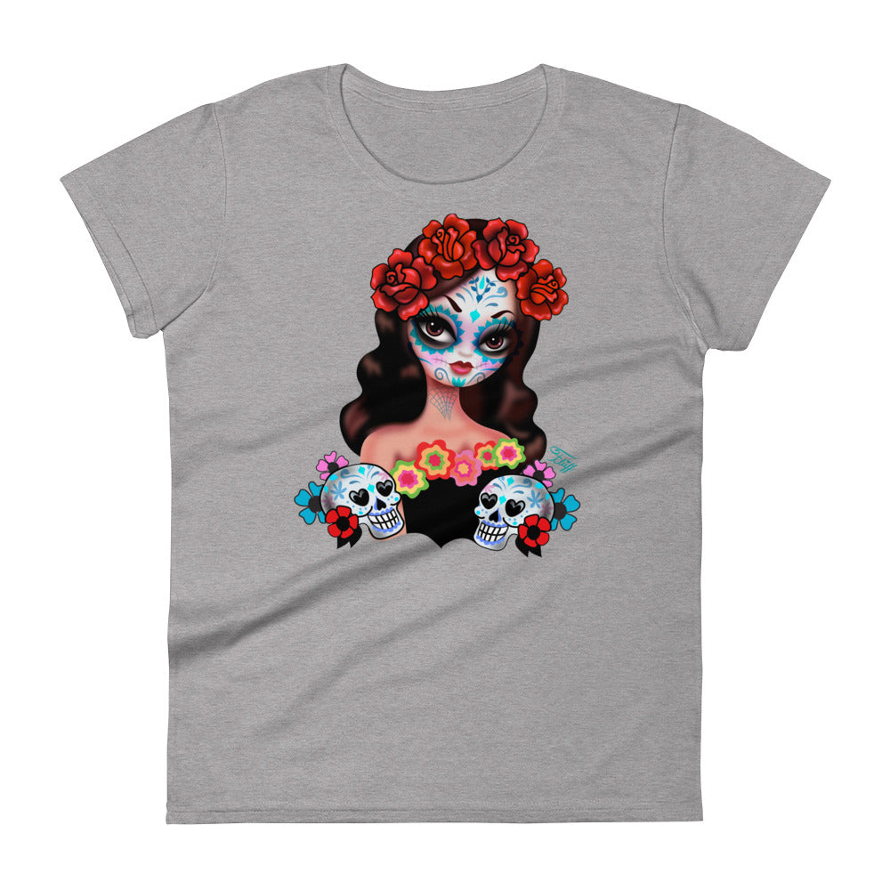 Sugar Skull Girl with Roses • Women's Relaxed Fit T-Shirt