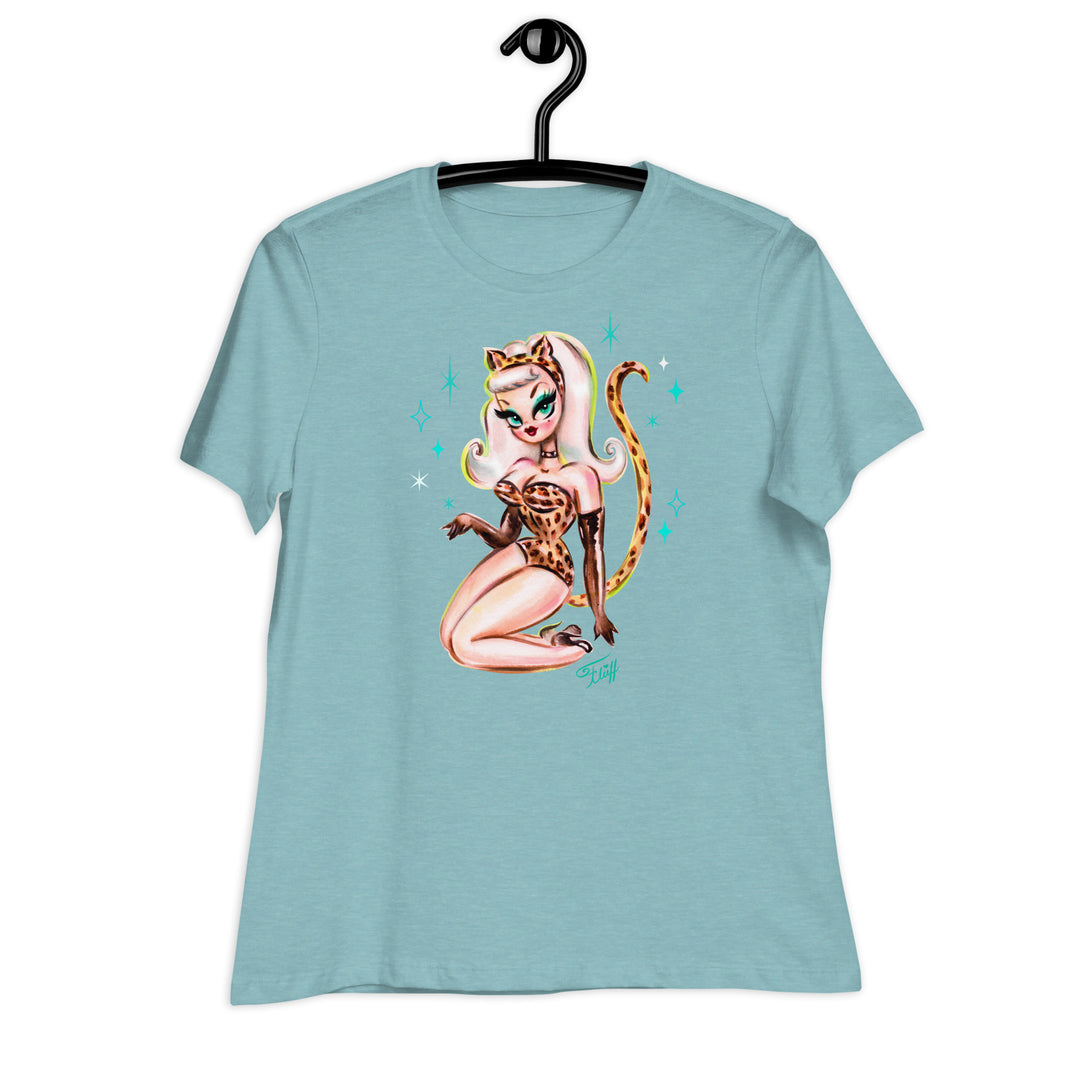 Leopard Cat Suit Pinup Girl • Women's Relaxed T-Shirt