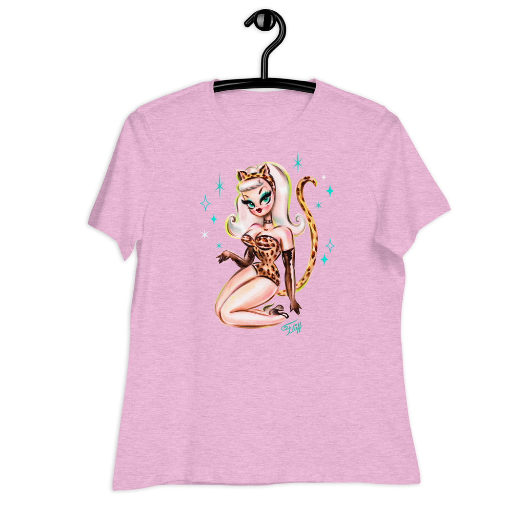 Leopard Cat Suit Pinup Girl • Women's Relaxed T-Shirt