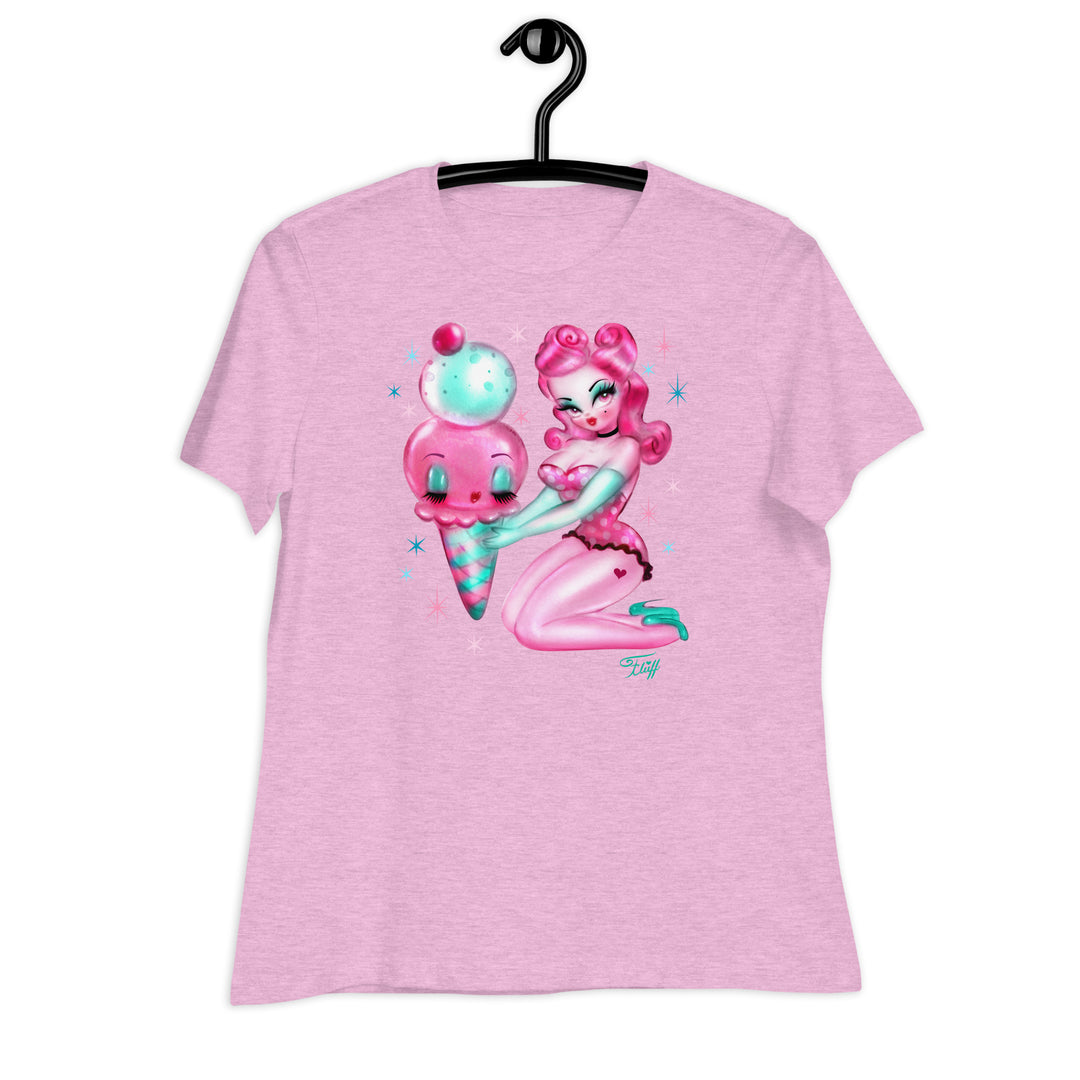 Bubble Gum Ice Cream Pin Up Girl • Women's Relaxed T-Shirt