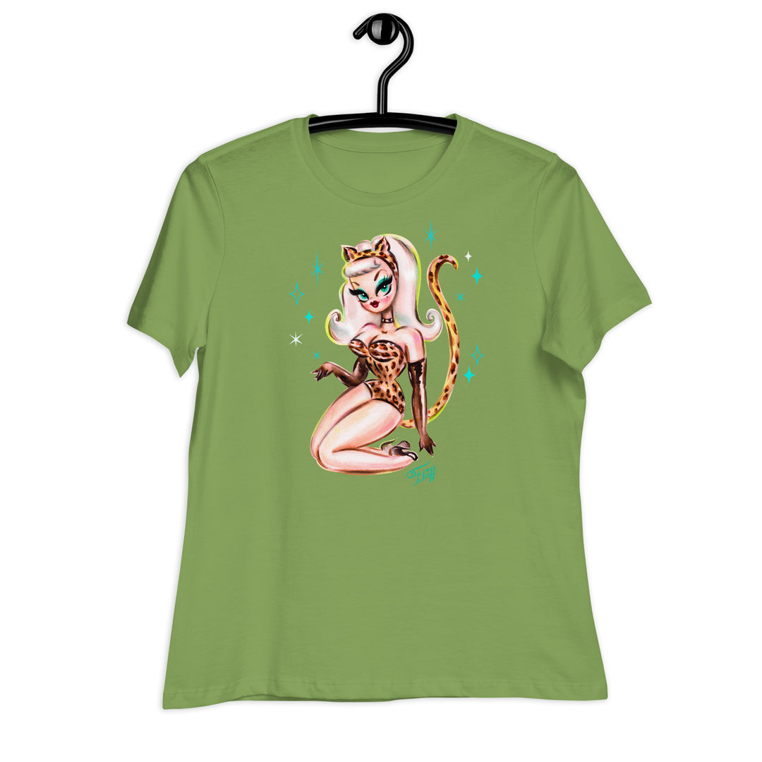 Leopard Cat Suit Pinup Girl • Women's Relaxed T-Shirt