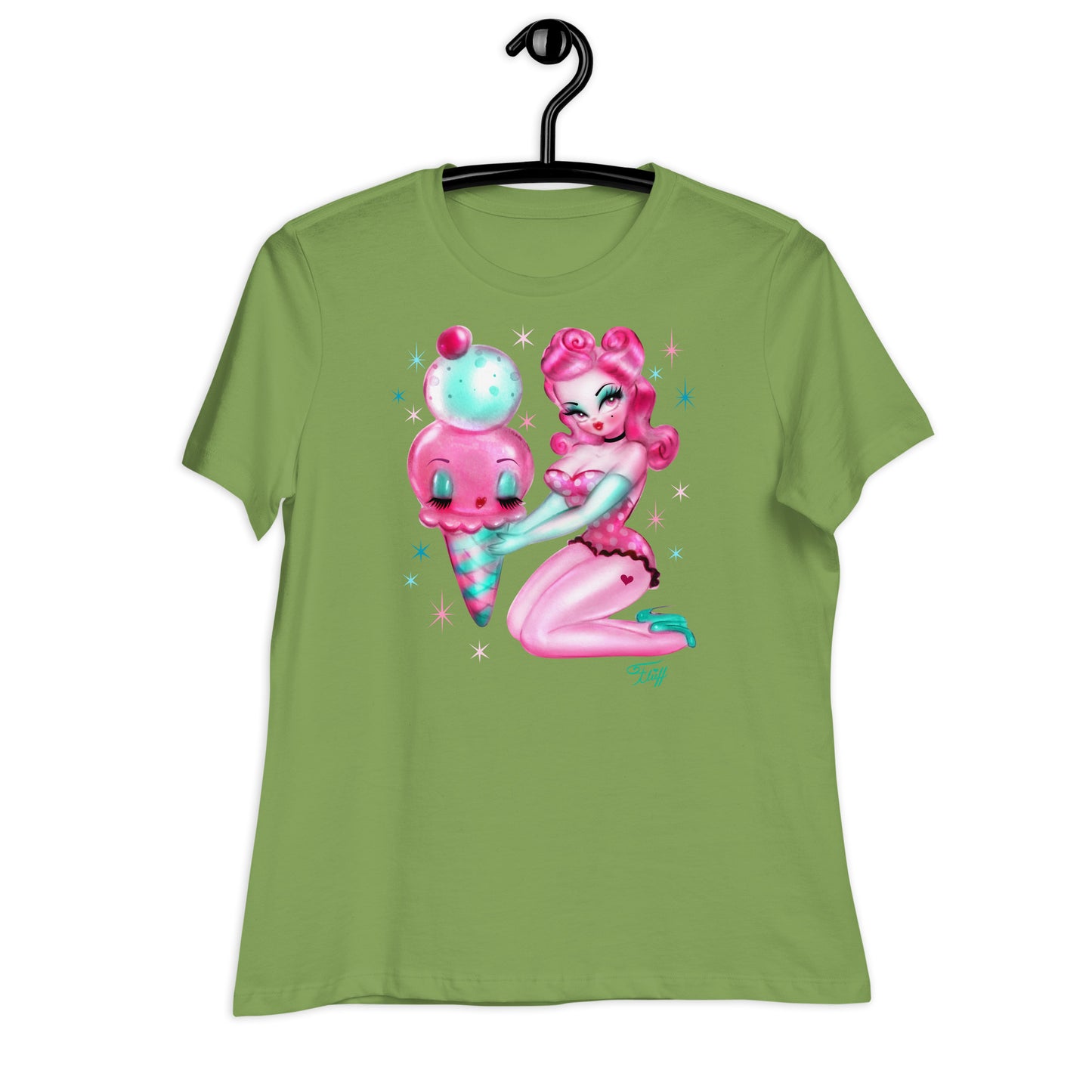 Bubble Gum Ice Cream Pin Up Girl • Women's Relaxed T-Shirt