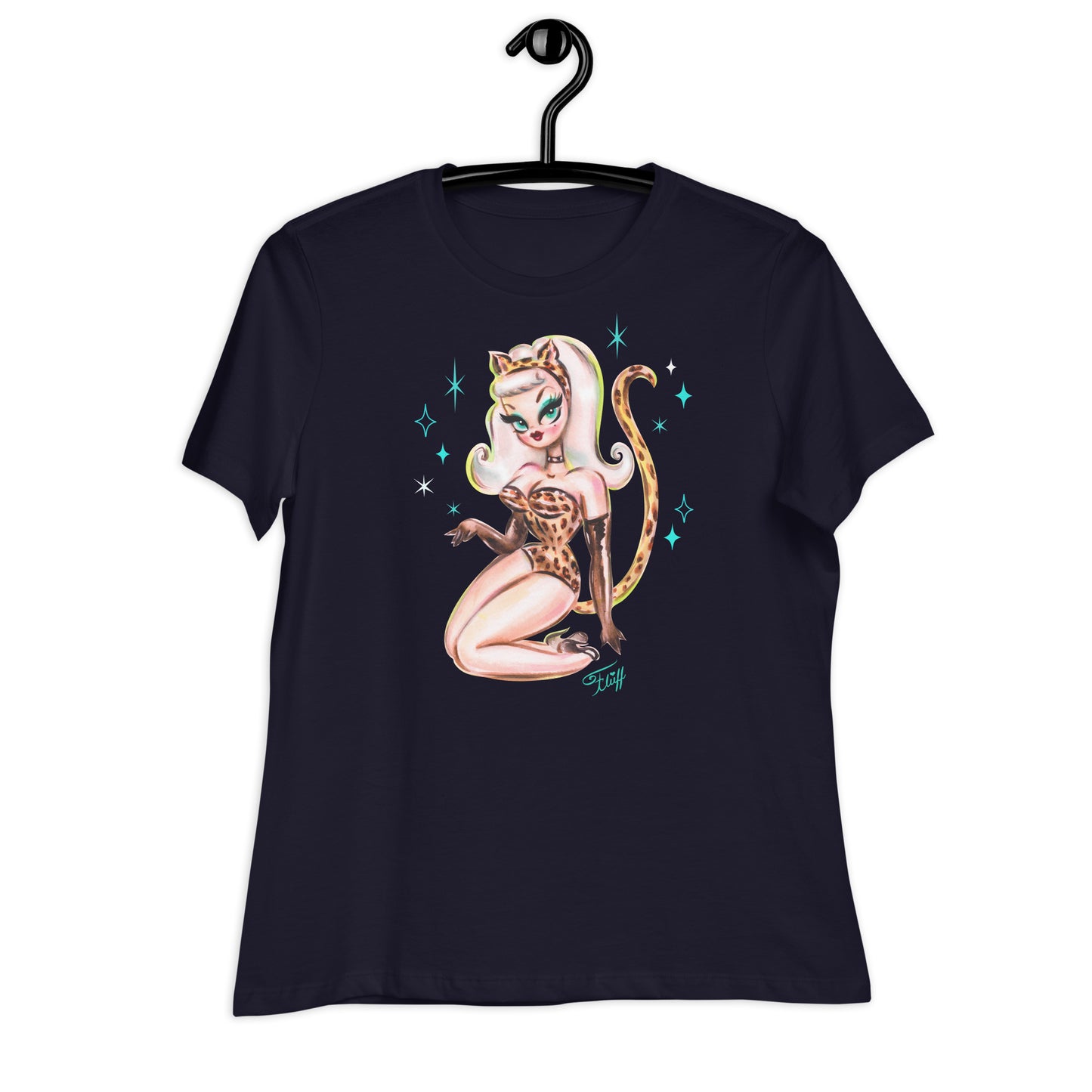 Leopard Cat Suit Pinup Girl • Women's Relaxed T-Shirt
