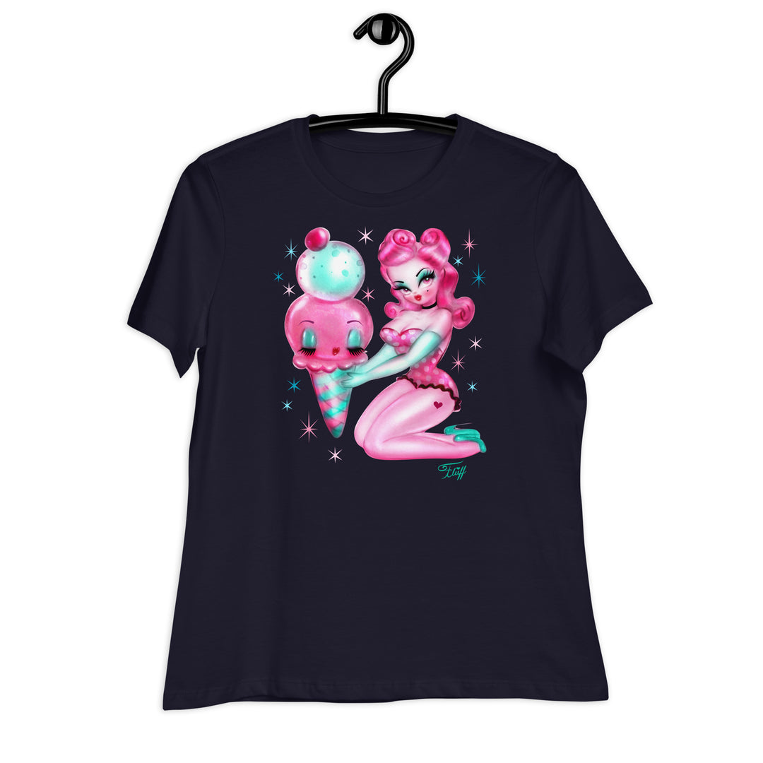 Bubble Gum Ice Cream Pin Up Girl • Women's Relaxed T-Shirt