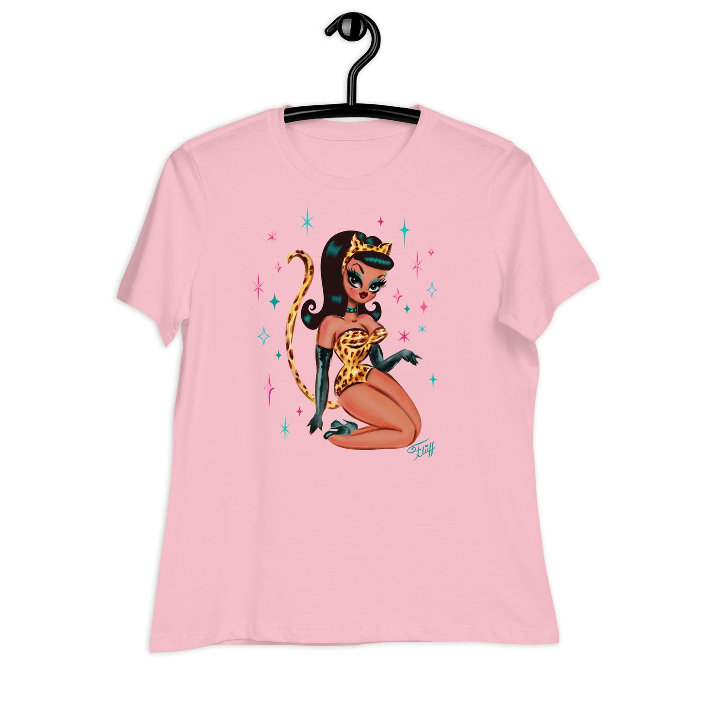 Brunette Leopard Cat Suit Pinup Girl • Women's Relaxed T-Shirt