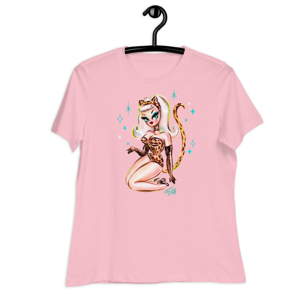 Leopard Cat Suit Pinup Girl • Women's Relaxed T-Shirt