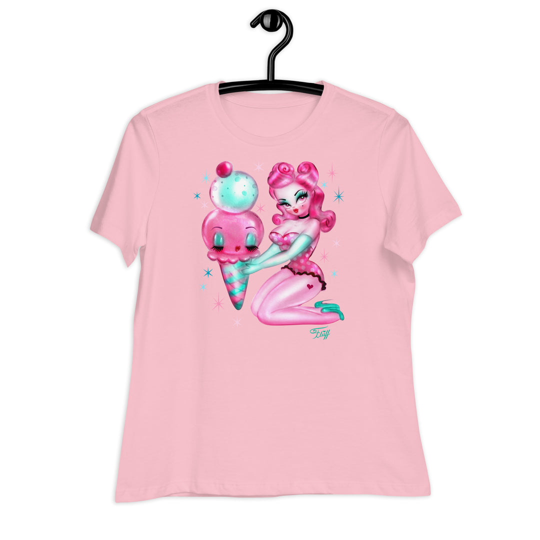 Bubble Gum Ice Cream Pin Up Girl • Women's Relaxed T-Shirt