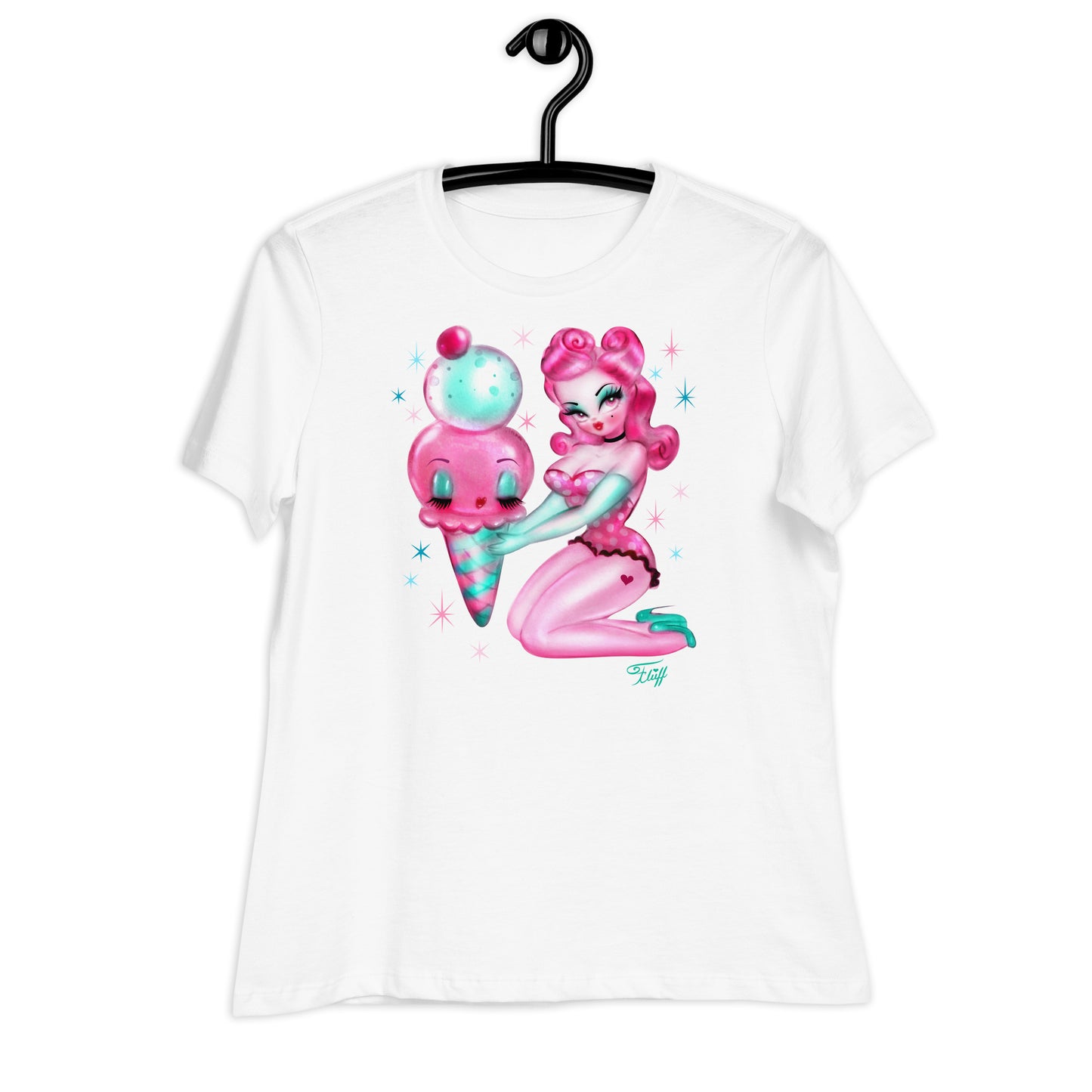 Bubble Gum Ice Cream Pin Up Girl • Women's Relaxed T-Shirt
